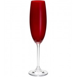 Jogo 6 Taças 220ml Para Champanhe Colibri Vermelho Cristal Ecológico Bohemia
